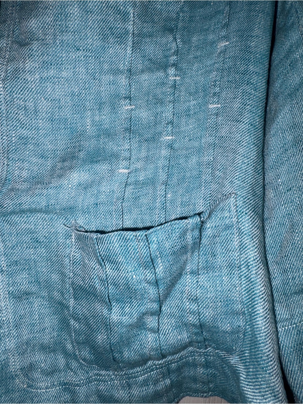 Jones New York Teal-Blue Linen Blend Three-Button Blazer - Picture 11 of 16